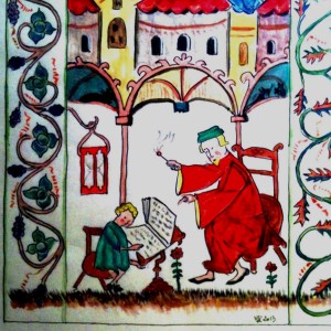 L'écolier, le pédant et le maître d'un jardin 